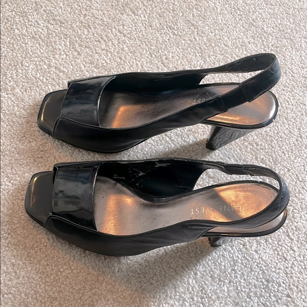 Nine West Black Block Heel Slingbacks